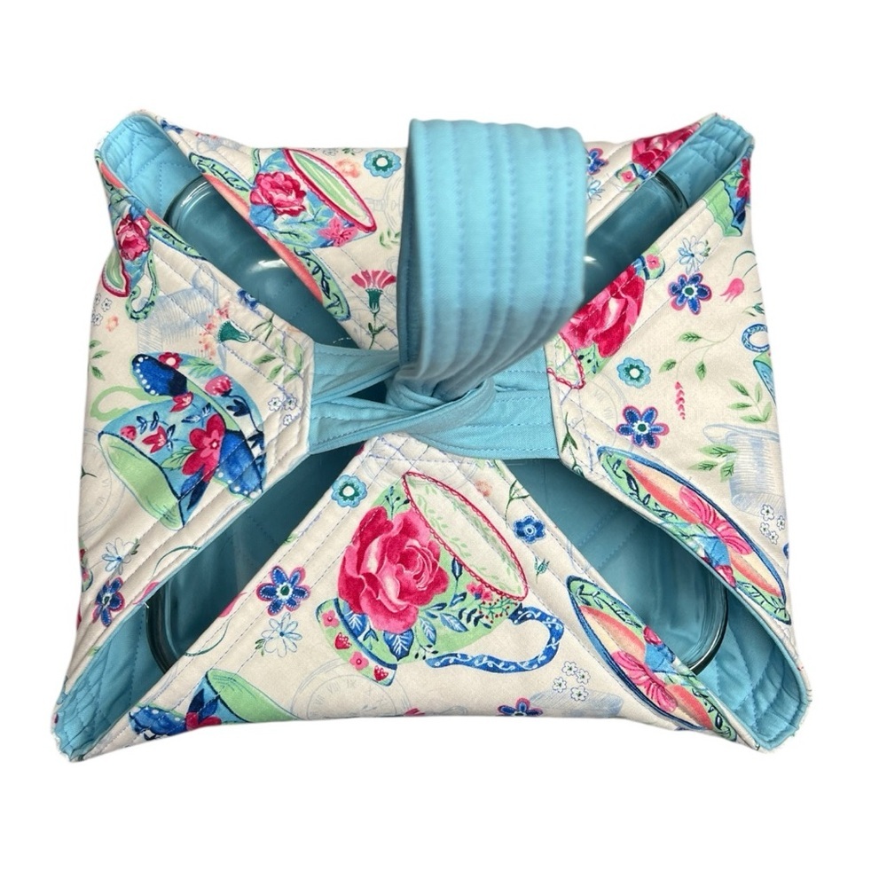 Hand Crafted Casserole Carrier Small Quilted Reversible Pie Plate Carrier - Picture 9 of 14